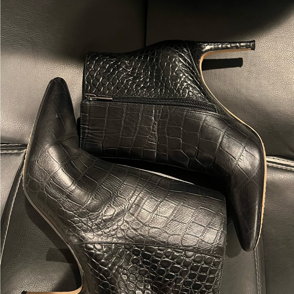 Vince Camuto Black Embossed Ankle Booties - Picture 6 of 7